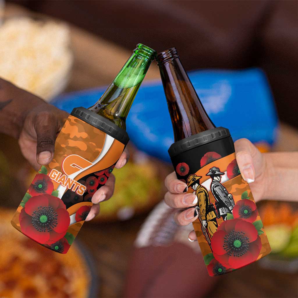 Greater Giants ANZAC Personalised 4 in 1 Can Cooler Tumbler Lest We Forget Poppy Camo