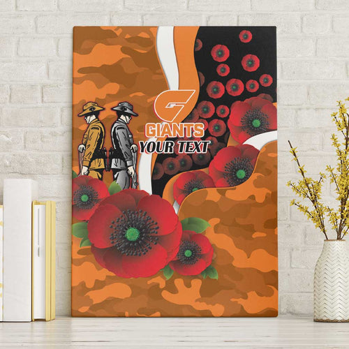 Greater Giants ANZAC Personalised Canvas Wall Art Lest We Forget Poppy Camo