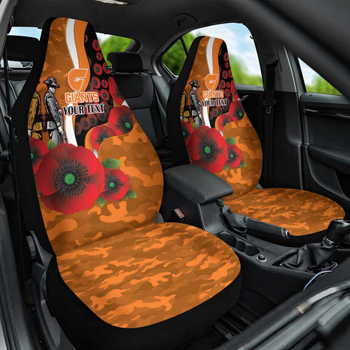 Greater Giants ANZAC Personalised Car Seat Cover Lest We Forget Poppy Camo