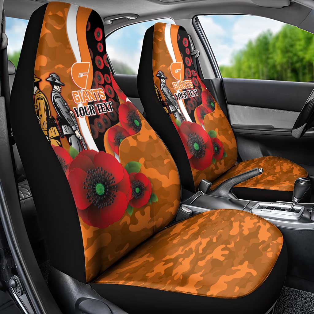 Greater Giants ANZAC Personalised Car Seat Cover Lest We Forget Poppy Camo