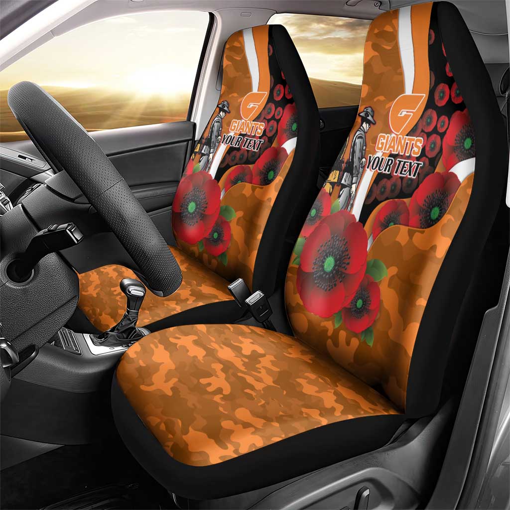 Greater Giants ANZAC Personalised Car Seat Cover Lest We Forget Poppy Camo