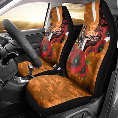 Greater Giants ANZAC Personalised Car Seat Cover Lest We Forget Poppy Camo