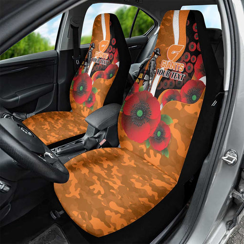 Greater Giants ANZAC Personalised Car Seat Cover Lest We Forget Poppy Camo