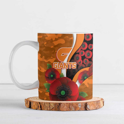 Greater Giants ANZAC Personalised Ceramic Mug Lest We Forget Poppy Camo