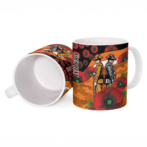 Greater Giants ANZAC Personalised Ceramic Mug Lest We Forget Poppy Camo
