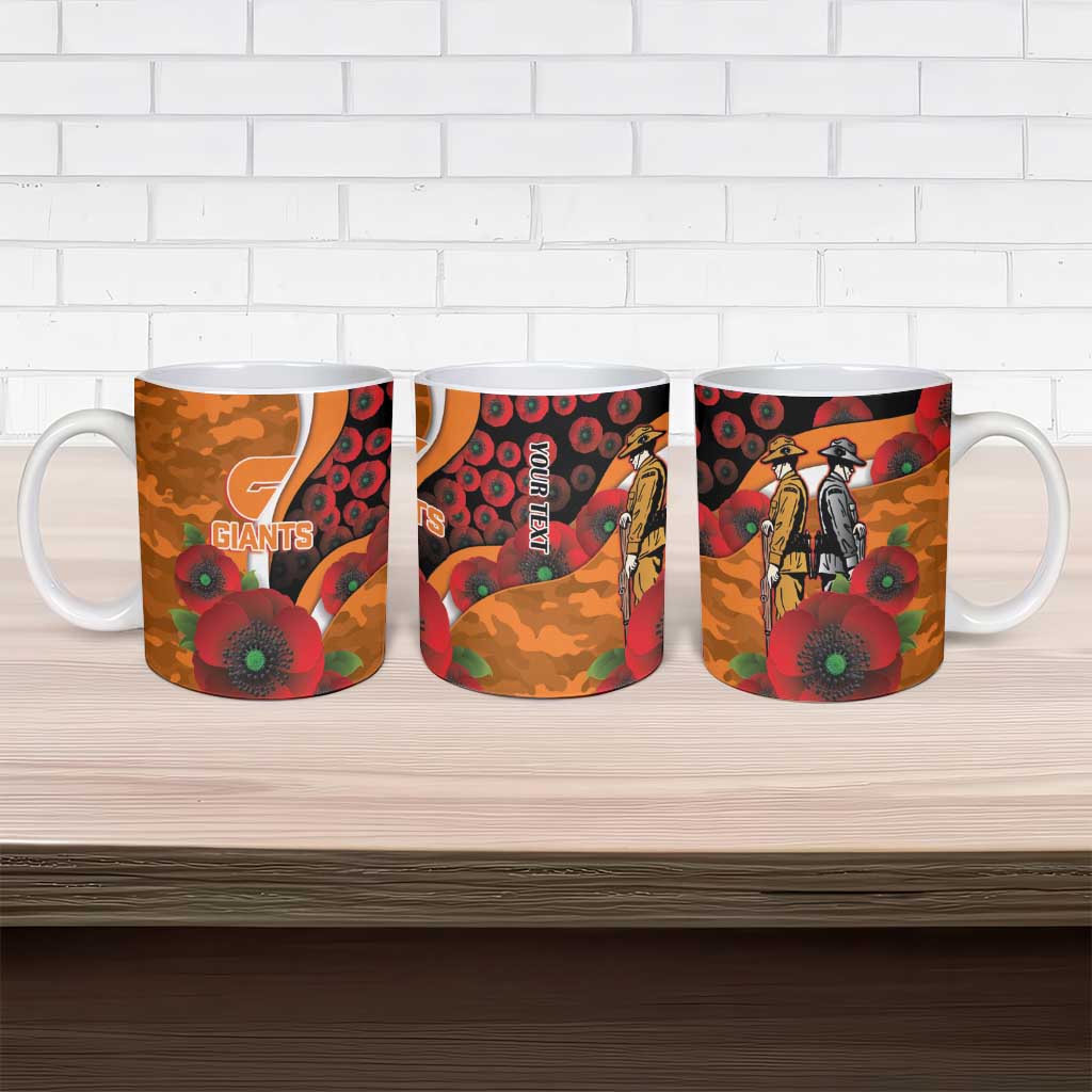Greater Giants ANZAC Personalised Ceramic Mug Lest We Forget Poppy Camo