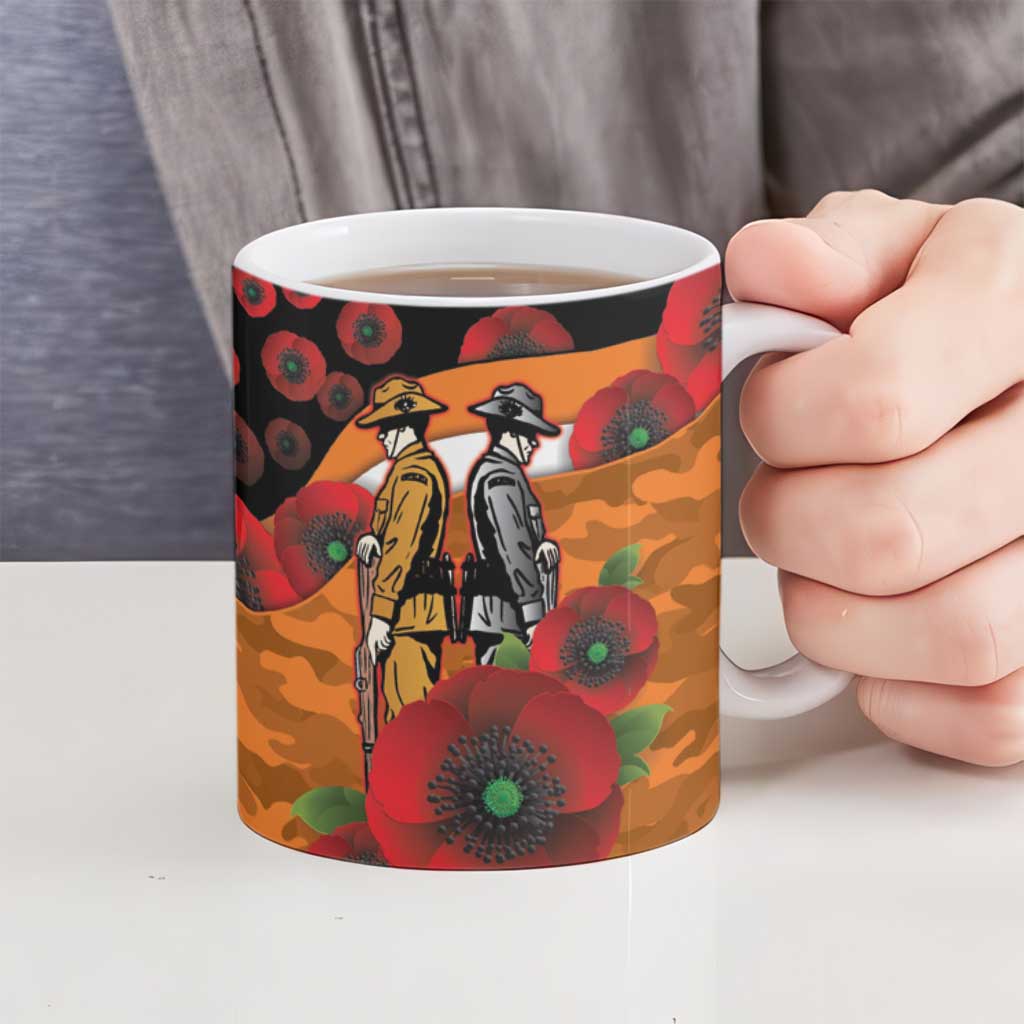 Greater Giants ANZAC Personalised Ceramic Mug Lest We Forget Poppy Camo