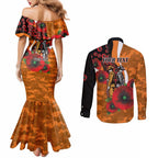 Greater Giants ANZAC Personalised Couples Matching Mermaid Dress and Long Sleeve Button Shirt Lest We Forget Poppy Camo
