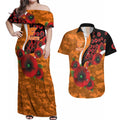 Greater Giants ANZAC Personalised Couples Matching Off Shoulder Maxi Dress and Hawaiian Shirt Lest We Forget Poppy Camo