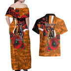 Greater Giants ANZAC Personalised Couples Matching Off Shoulder Maxi Dress and Hawaiian Shirt Lest We Forget Poppy Camo