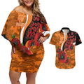 Greater Giants ANZAC Personalised Couples Matching Off Shoulder Short Dress and Hawaiian Shirt Lest We Forget Poppy Camo