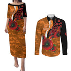 Greater Giants ANZAC Personalised Couples Matching Puletasi and Long Sleeve Button Shirt Lest We Forget Poppy Camo
