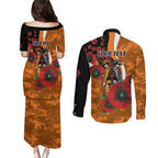 Greater Giants ANZAC Personalised Couples Matching Puletasi and Long Sleeve Button Shirt Lest We Forget Poppy Camo