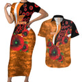 Greater Giants ANZAC Personalised Couples Matching Short Sleeve Bodycon Dress and Hawaiian Shirt Lest We Forget Poppy Camo