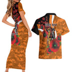 Greater Giants ANZAC Personalised Couples Matching Short Sleeve Bodycon Dress and Hawaiian Shirt Lest We Forget Poppy Camo