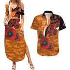 Greater Giants ANZAC Personalised Couples Matching Summer Maxi Dress and Hawaiian Shirt Lest We Forget Poppy Camo