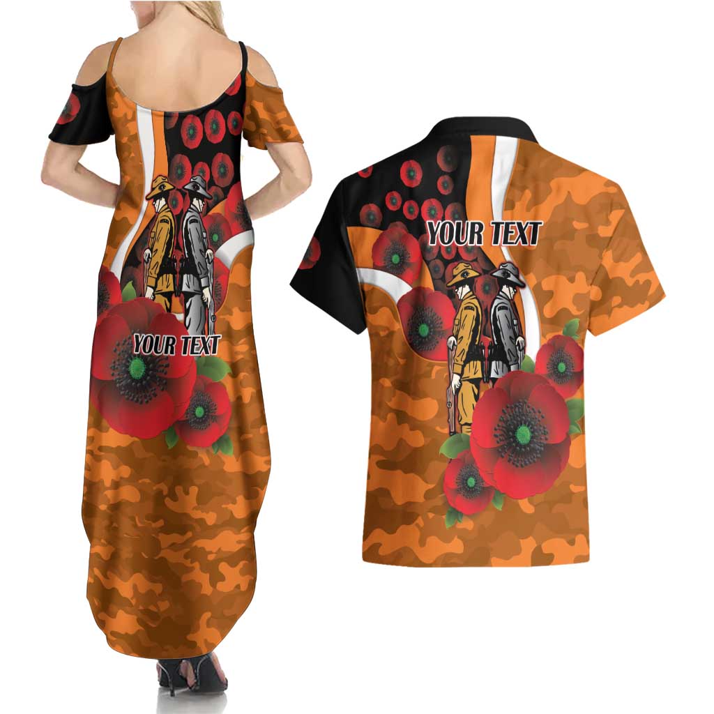 Greater Giants ANZAC Personalised Couples Matching Summer Maxi Dress and Hawaiian Shirt Lest We Forget Poppy Camo