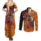 Greater Giants ANZAC Personalised Couples Matching Summer Maxi Dress and Long Sleeve Button Shirt Lest We Forget Poppy Camo