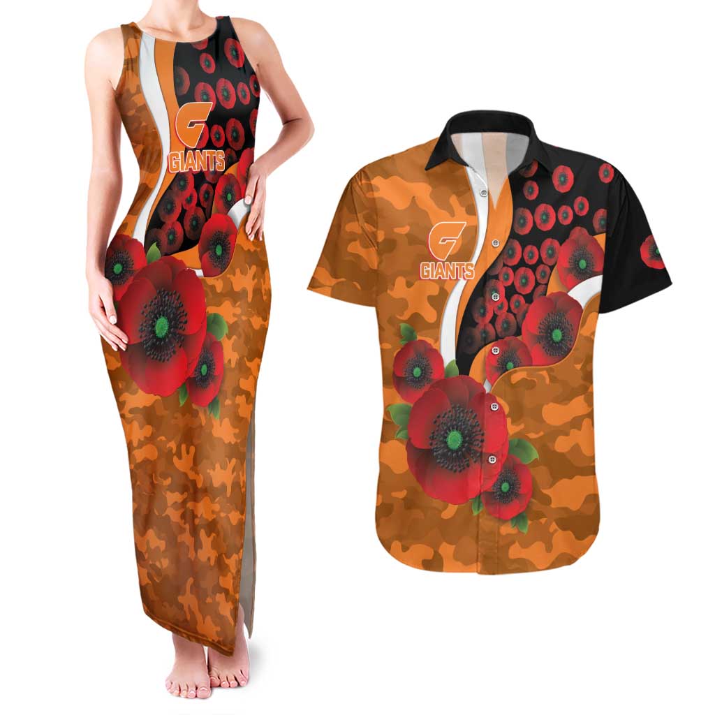 Greater Giants ANZAC Personalised Couples Matching Tank Maxi Dress and Hawaiian Shirt Lest We Forget Poppy Camo