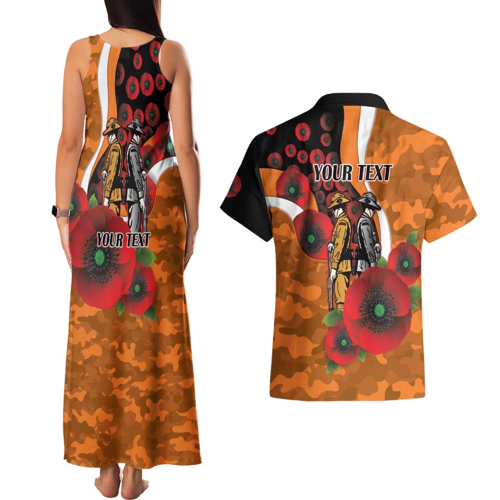 Greater Giants ANZAC Personalised Couples Matching Tank Maxi Dress and Hawaiian Shirt Lest We Forget Poppy Camo