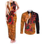 Greater Giants ANZAC Personalised Couples Matching Tank Maxi Dress and Long Sleeve Button Shirt Lest We Forget Poppy Camo