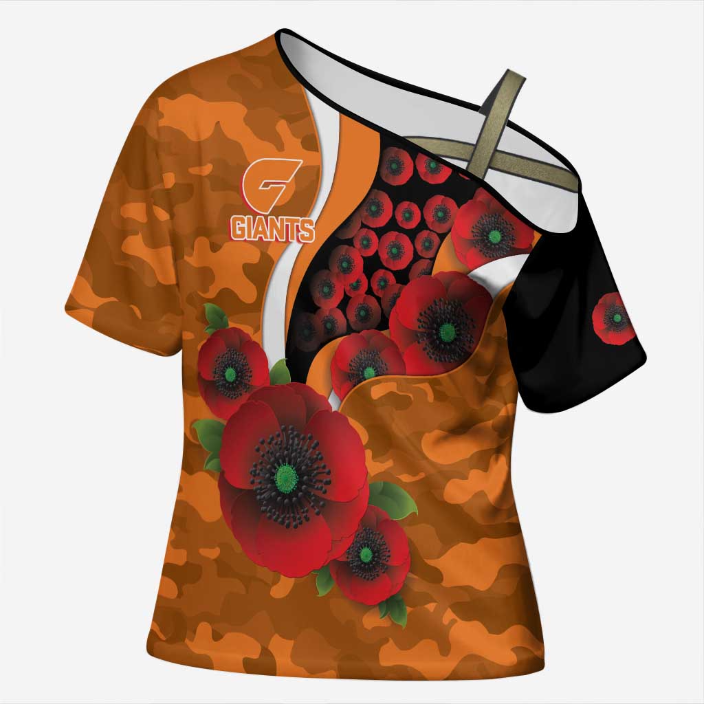 Greater Giants ANZAC Personalised Cross Shoulder Shirt Lest We Forget Poppy Camo