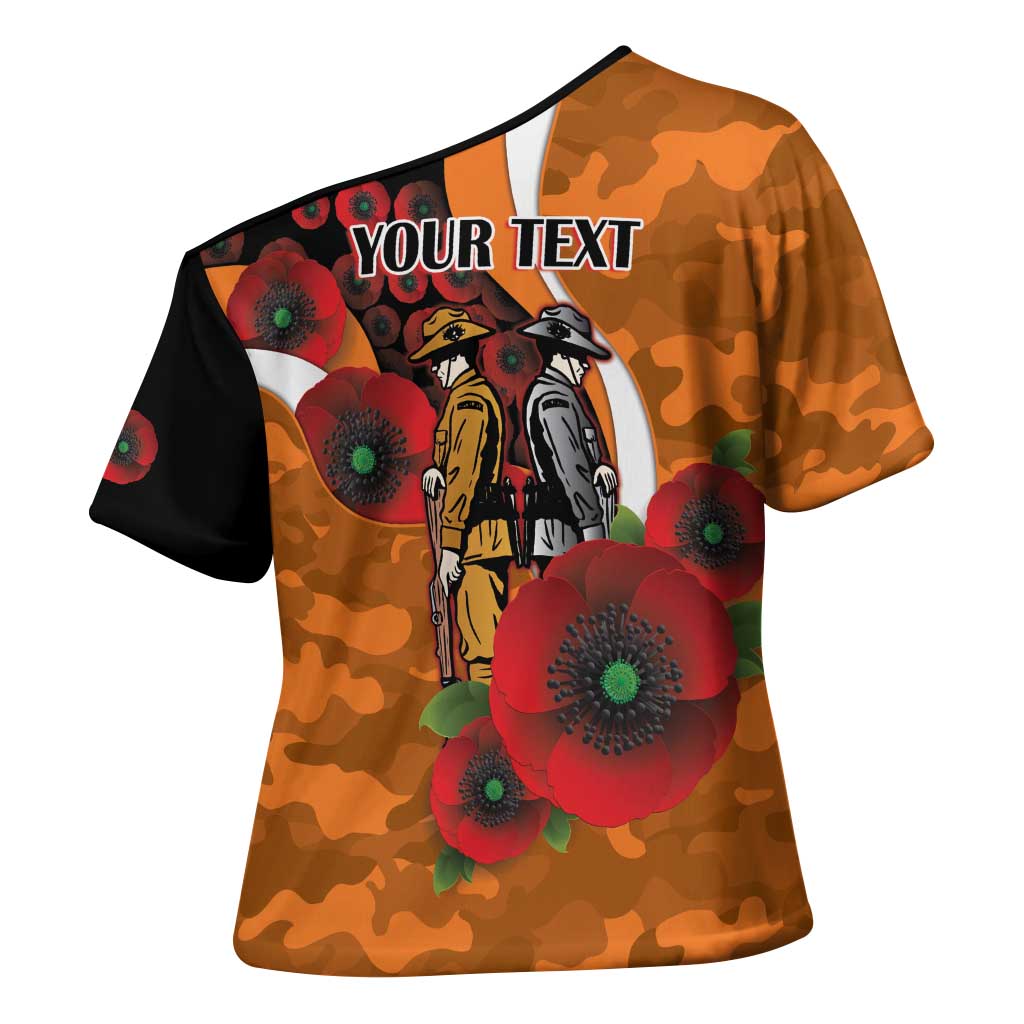 Greater Giants ANZAC Personalised Cross Shoulder Shirt Lest We Forget Poppy Camo