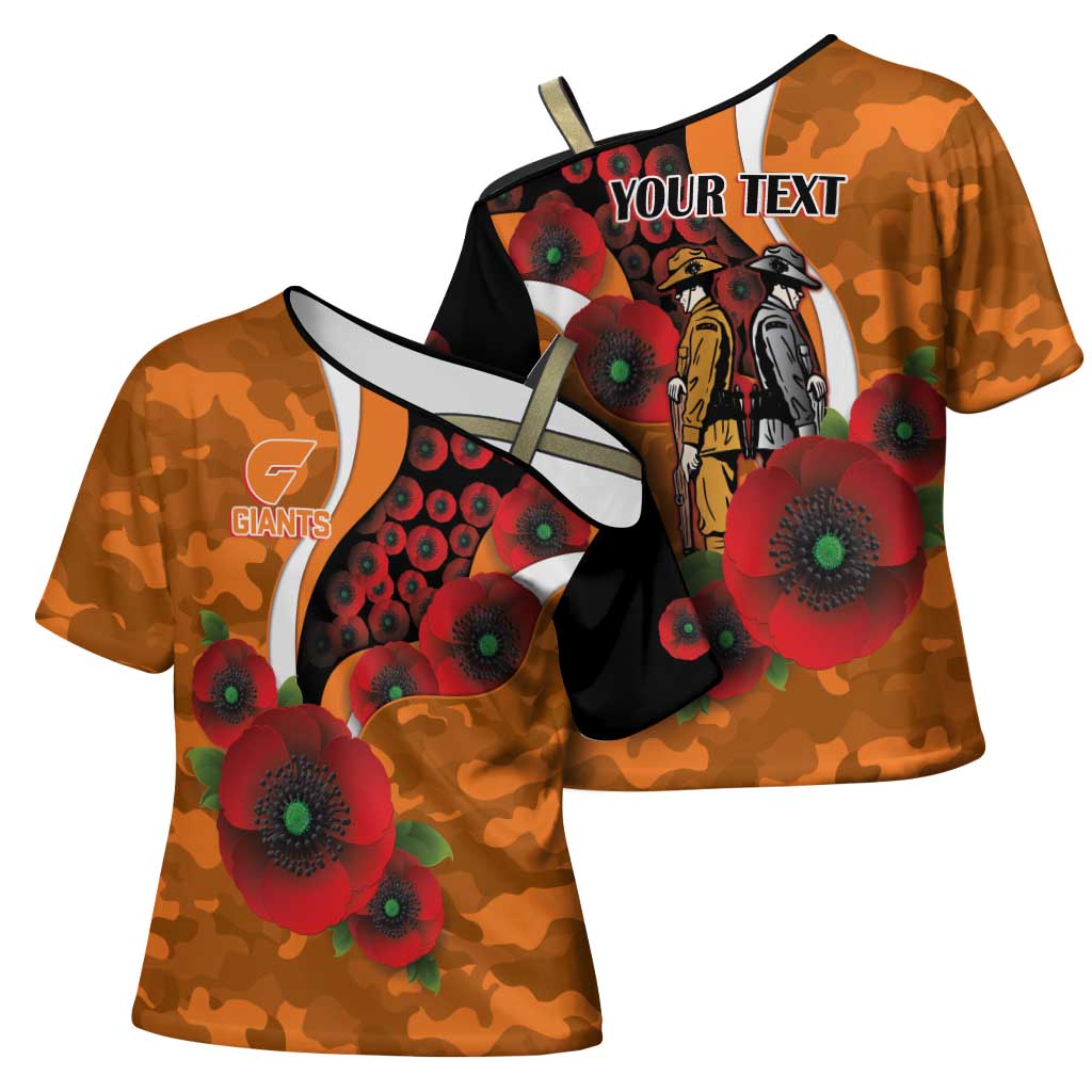 Greater Giants ANZAC Personalised Cross Shoulder Shirt Lest We Forget Poppy Camo