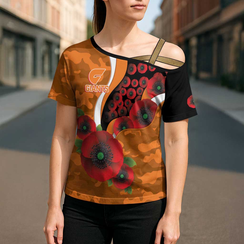 Greater Giants ANZAC Personalised Cross Shoulder Shirt Lest We Forget Poppy Camo