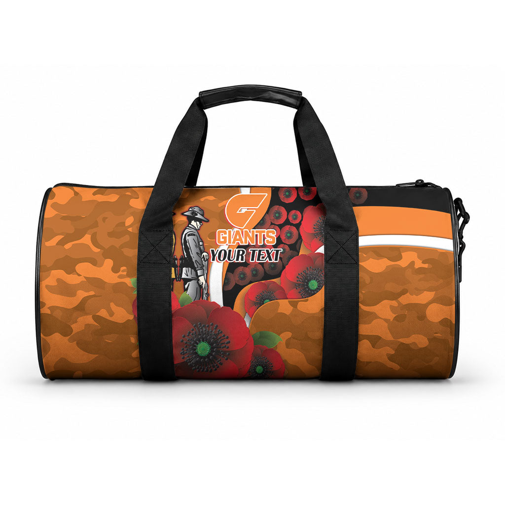 Greater Giants ANZAC Personalised Duffle Bag Lest We Forget Poppy Camo