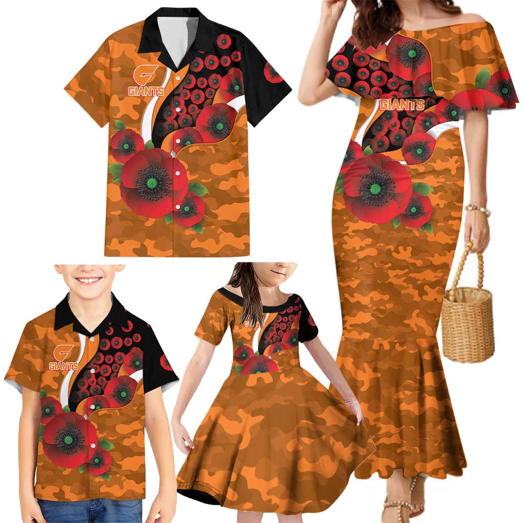 Greater Giants ANZAC Personalised Family Matching Mermaid Dress and Hawaiian Shirt Lest We Forget Poppy Camo