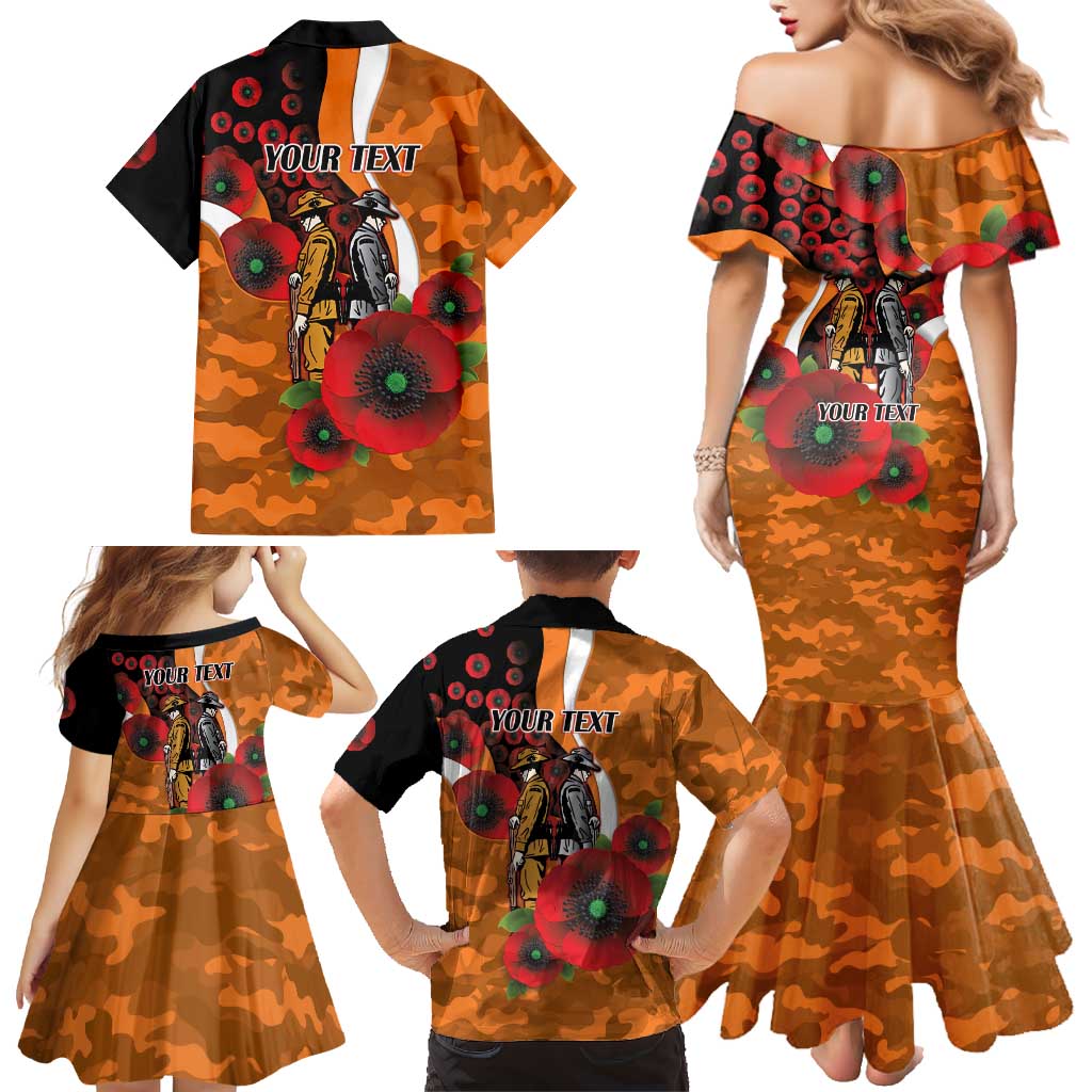 Greater Giants ANZAC Personalised Family Matching Mermaid Dress and Hawaiian Shirt Lest We Forget Poppy Camo