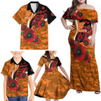 Greater Giants ANZAC Personalised Family Matching Off Shoulder Maxi Dress and Hawaiian Shirt Lest We Forget Poppy Camo