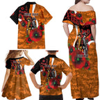 Greater Giants ANZAC Personalised Family Matching Off Shoulder Maxi Dress and Hawaiian Shirt Lest We Forget Poppy Camo