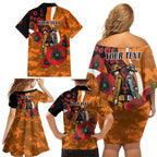 Greater Giants ANZAC Personalised Family Matching Off Shoulder Short Dress and Hawaiian Shirt Lest We Forget Poppy Camo