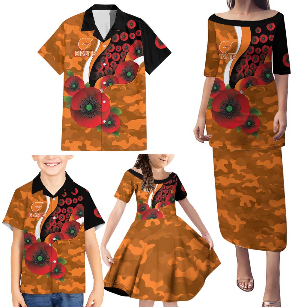 Greater Giants ANZAC Personalised Family Matching Puletasi and Hawaiian Shirt Lest We Forget Poppy Camo