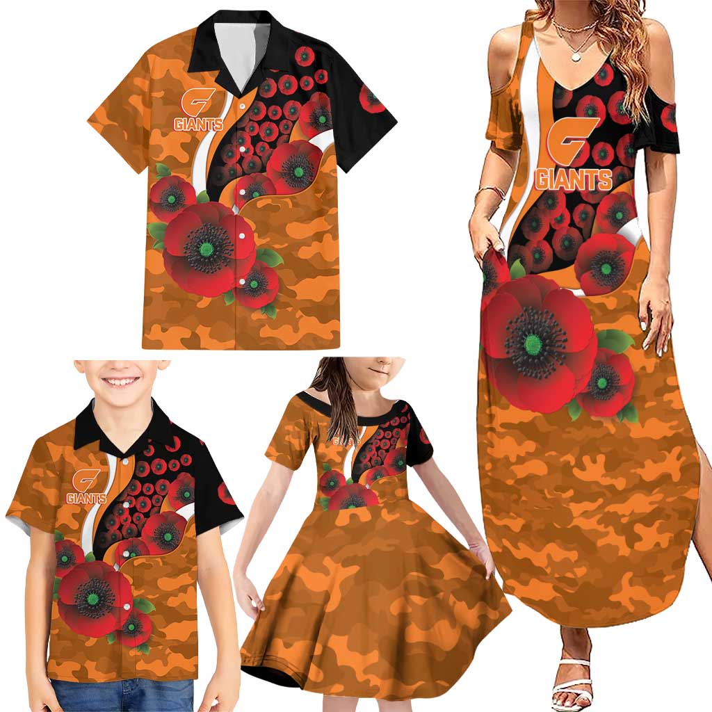 Greater Giants ANZAC Personalised Family Matching Summer Maxi Dress and Hawaiian Shirt Lest We Forget Poppy Camo