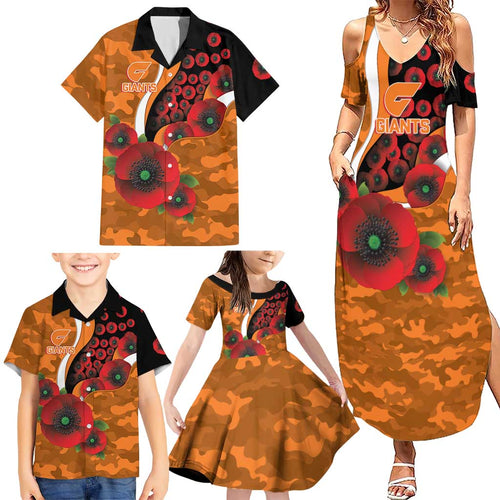 Greater Giants ANZAC Personalised Family Matching Summer Maxi Dress and Hawaiian Shirt Lest We Forget Poppy Camo