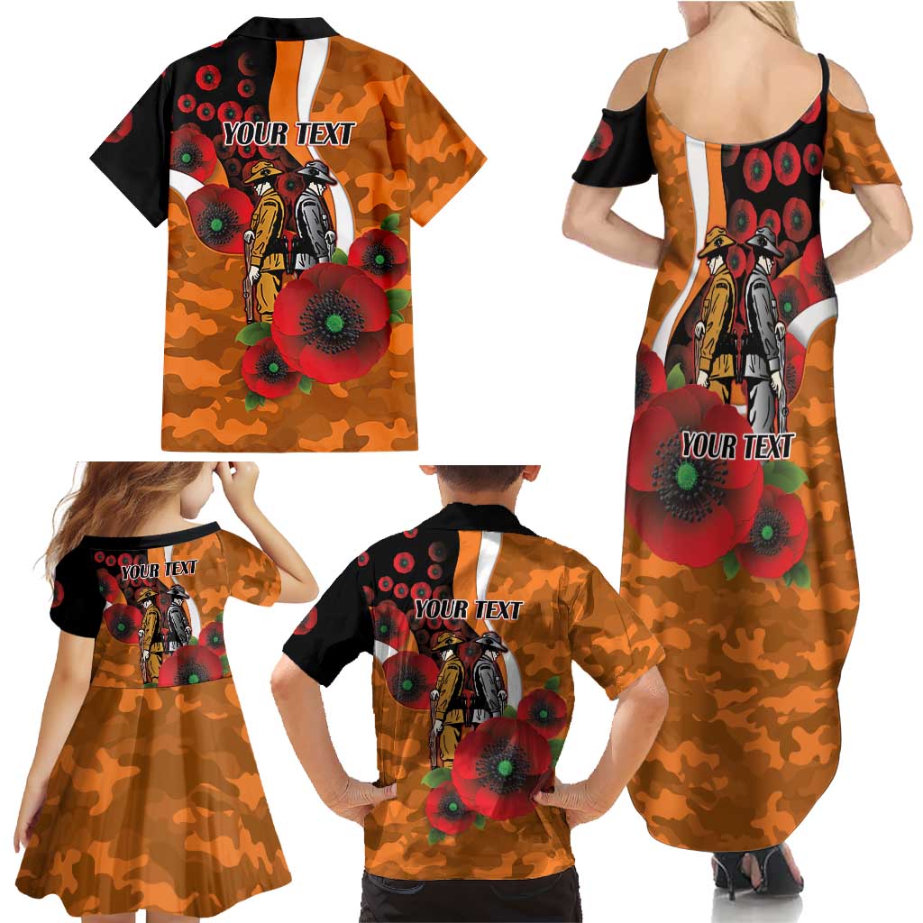 Greater Giants ANZAC Personalised Family Matching Summer Maxi Dress and Hawaiian Shirt Lest We Forget Poppy Camo