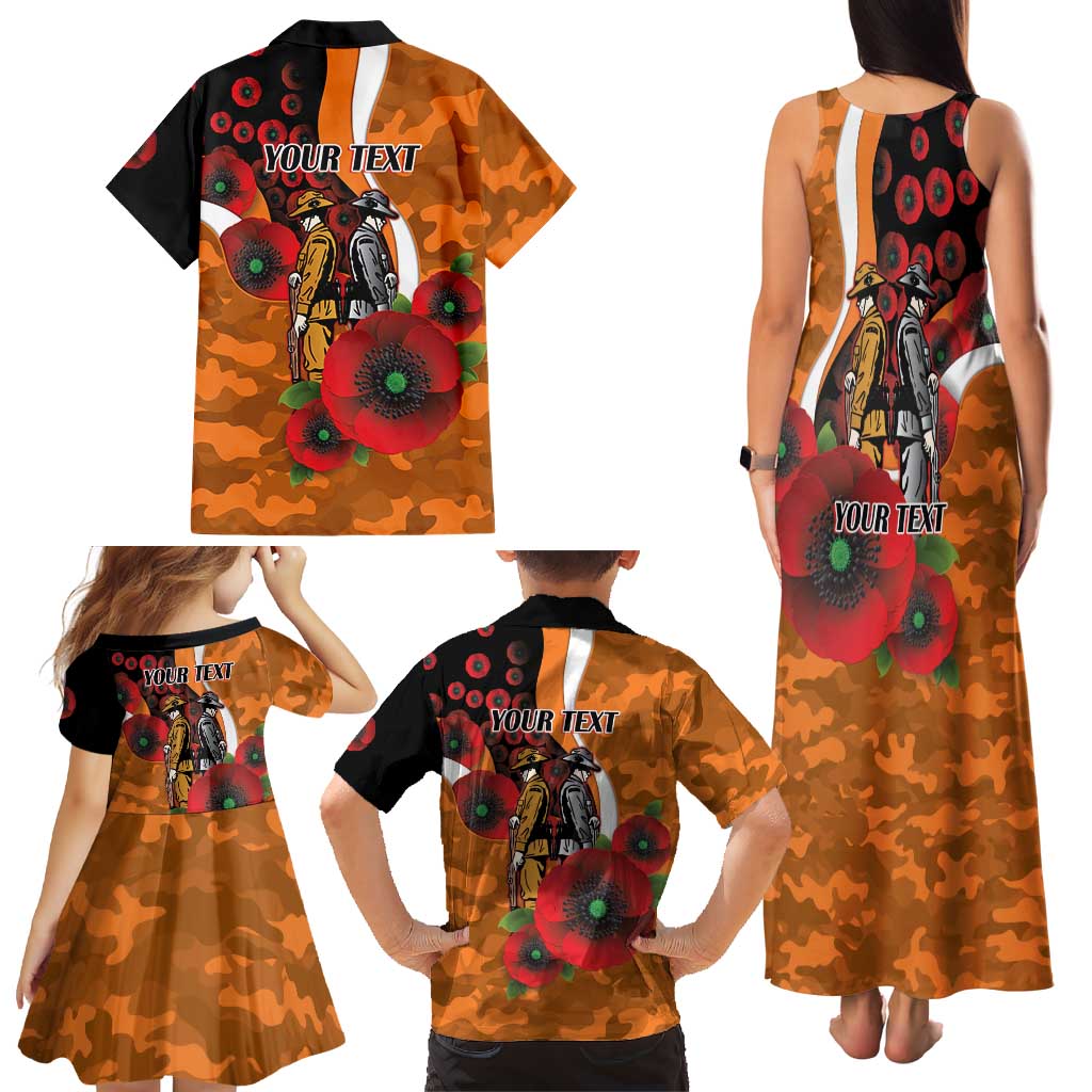 Greater Giants ANZAC Personalised Family Matching Tank Maxi Dress and Hawaiian Shirt Lest We Forget Poppy Camo