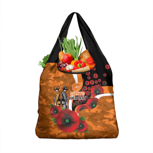 Greater Giants ANZAC Personalised Grocery Bag Lest We Forget Poppy Camo
