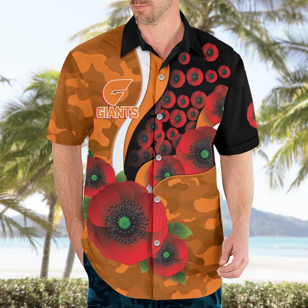 Greater Giants ANZAC Personalised Hawaiian Shirt Lest We Forget Poppy Camo