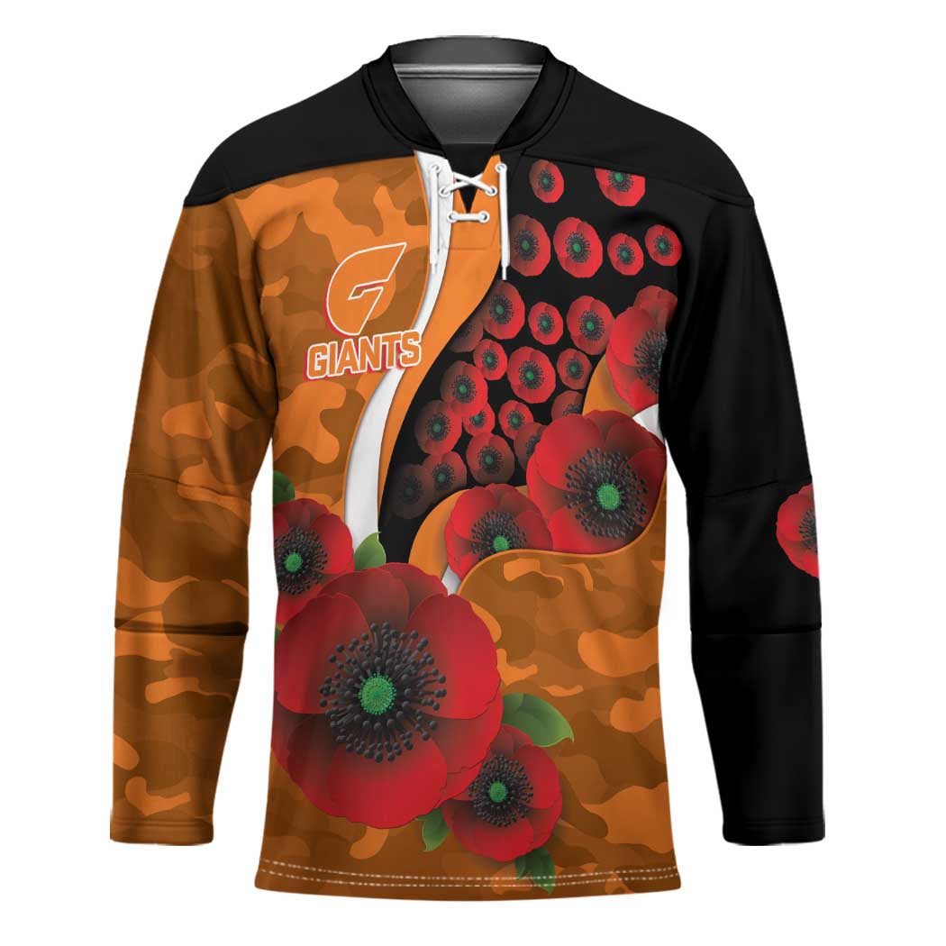 Greater Giants ANZAC Personalised Hockey Jersey Lest We Forget Poppy Camo