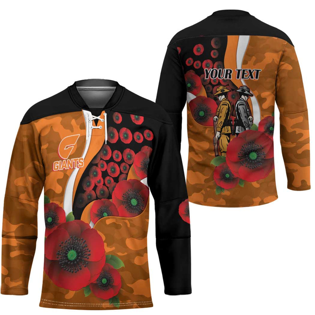 Greater Giants ANZAC Personalised Hockey Jersey Lest We Forget Poppy Camo