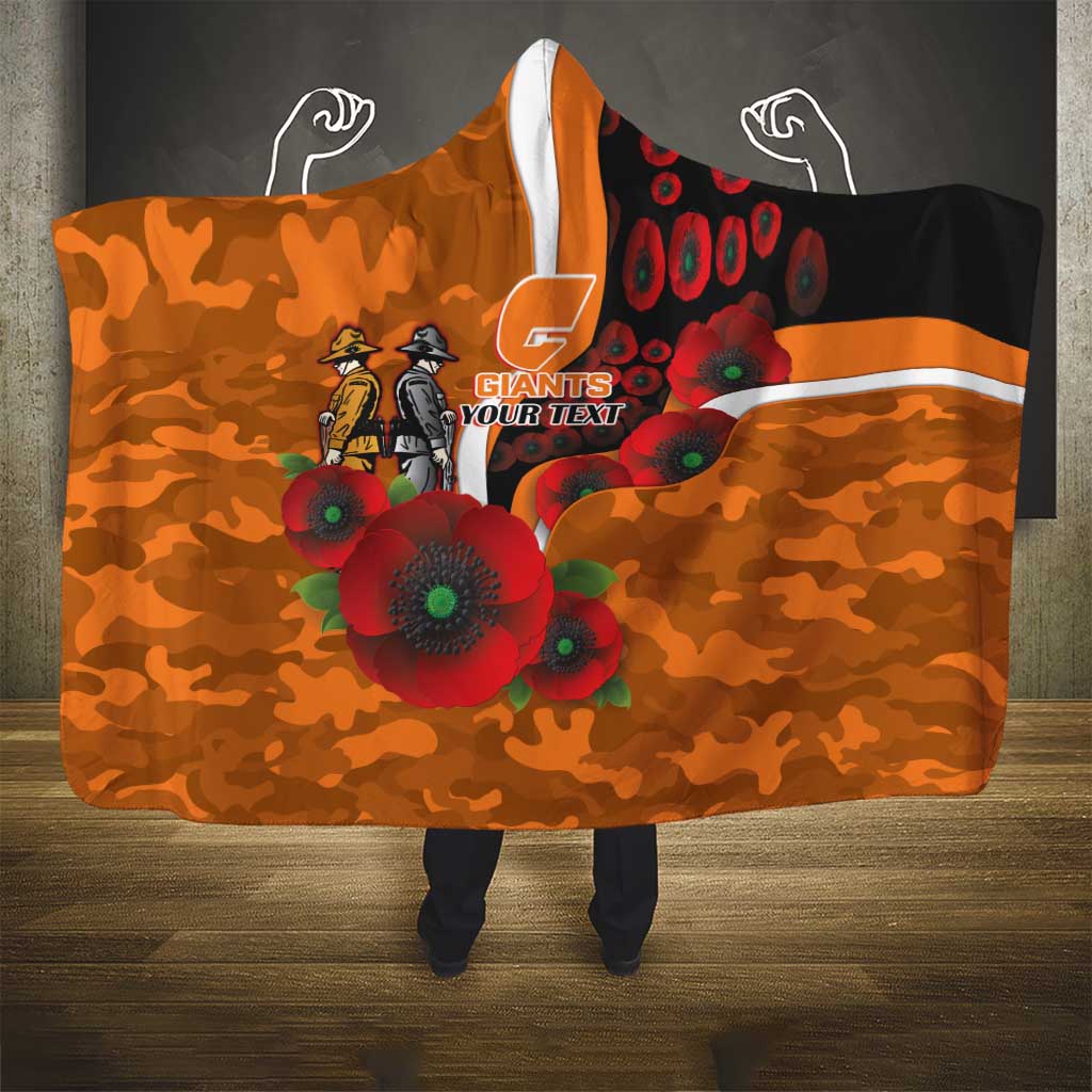 Greater Giants ANZAC Personalised Hooded Blanket Lest We Forget Poppy Camo