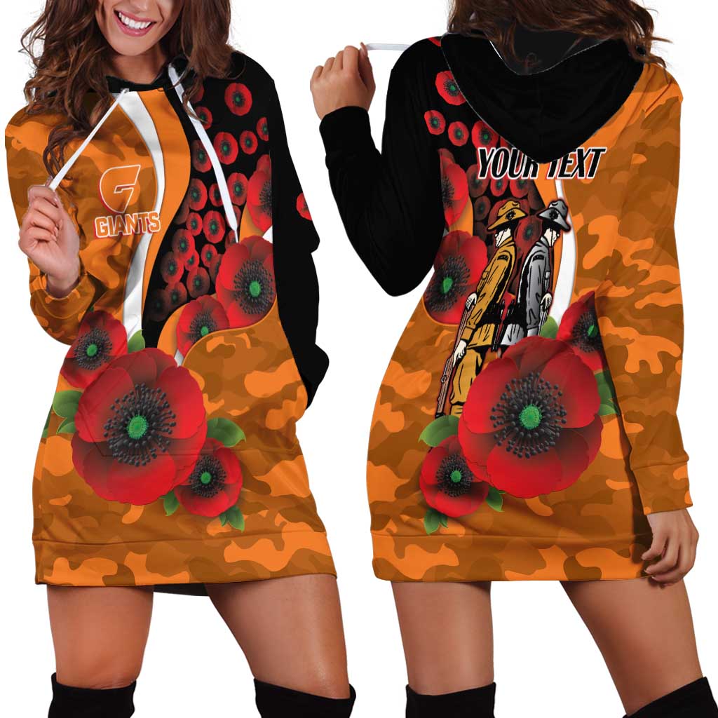 Greater Giants ANZAC Personalised Hoodie Dress Lest We Forget Poppy Camo