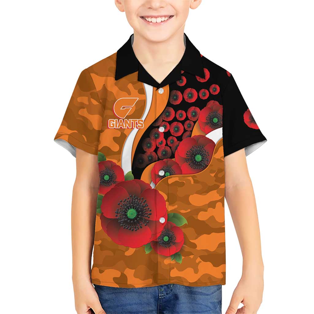 Greater Giants ANZAC Personalised Kid Hawaiian Shirt Lest We Forget Poppy Camo