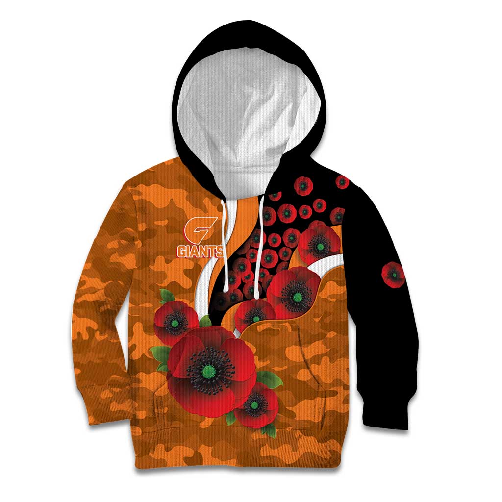 Greater Giants ANZAC Personalised Kid Hoodie Lest We Forget Poppy Camo