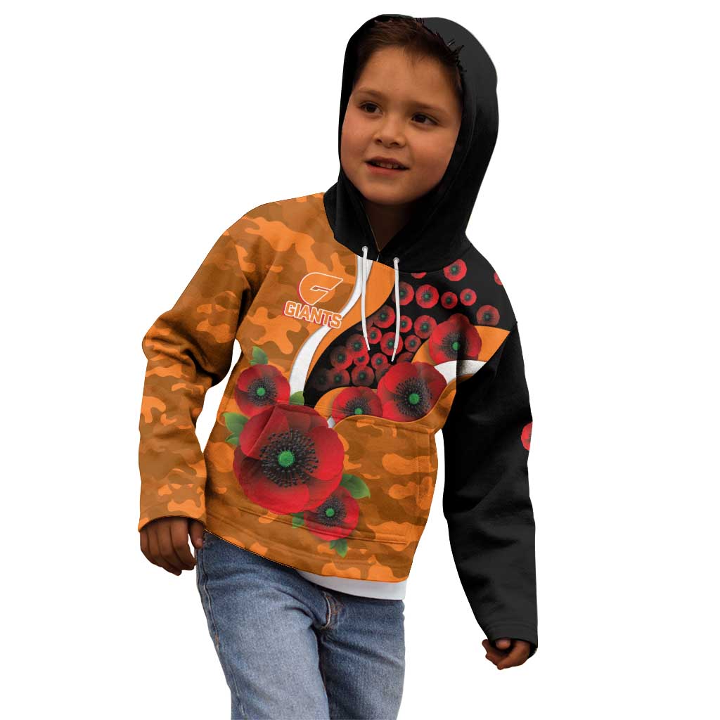 Greater Giants ANZAC Personalised Kid Hoodie Lest We Forget Poppy Camo
