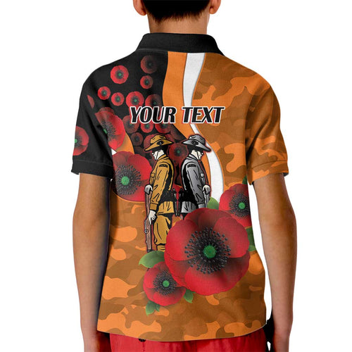Greater Giants ANZAC Personalised Kid Polo Shirt Lest We Forget Poppy Camo